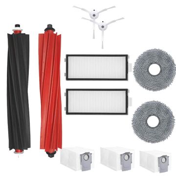 Set accesorii PAA-home® compatibile cu aspiratorul robot Roborock Qrevo Master, Qrevo Slim, 2 perii centrale 2 lavete, 2 perii laterale albe, 2 filtre