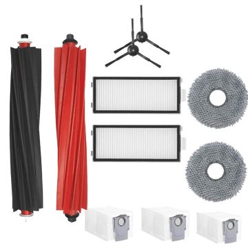 Set accesorii PAA-home® compatibile cu aspiratorul robotRoborock Qrevo Master, Qrevo Slim, 2 perii centrale 2 lavete, 2 perii laterale negre, 2 filtre