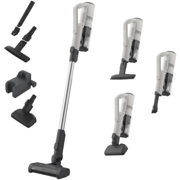Electrolux Aspirator vertical Electrolux Seria 500 EP51AH18SW, 1.9 kg total, autonomie 60 min, perie MultiFloor cu lumina LED, design anti-incurcare a firelor de par, perie PET, duze pentru zone inguste si tapiterie, Alb