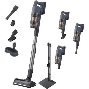 Electrolux Aspirator vertical Electrolux Seria 900 EP91B21WET, autonomie max 90 min, baterie 4,4 Ah, filtrare multi-ciclonica, stand incarcare, perie AllFloor Power cu motor si lumina LED 360, accesorii suprafete delicate si spatii inguste, Albastru