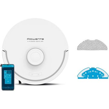 Rowenta Robot de aspirare Rowenta X-Plorer Serie 280 Animal & Allergy RR88H7E0, putere 8.000 Pa, autonomie 120 min, recipient praf 0.3L, functie mop, management harti, statie de incarcare, evitare obstacole, laser LiDAR 360°, Wi-Fi, alb