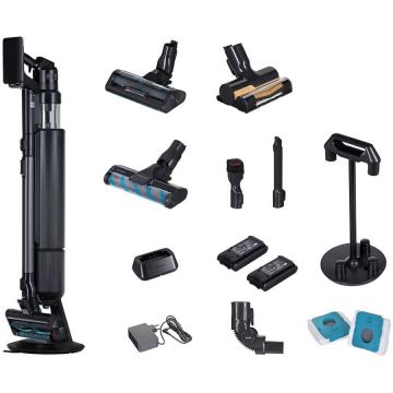 Samsung Aspirator vertical 2in1 Samsung Bespoke AI Jet Ultra VS90F40DEK/WA, Putere aspirare 400 W, Curatare cu AI, Aspirare ciclonica, Recipient 0.5 l, Autonomie 160 minute , Negru