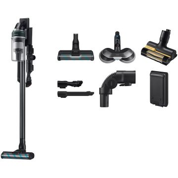 Samsung Aspirator Vertical JET 85S, Samsung VS70H25WPT/GE, Putere aspirare 250W, 25.2V, 0.8l, filtrare HEPA, autonomie 60 de minute, Negru