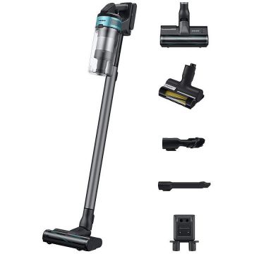 Samsung Aspirator vertical Samsung Jet75E Pet VS20B75AGR1/GE, 21.6V, 550W consum energie, Digital Inverter, Filtrare 99.999% , Display LED, Perie Turbo, Perie Pet, Autonomie 60 min, Negru-Verde