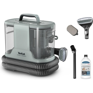 Tefal Aspirator cu spalare portabil, Tefal IZ3020F0 Clean it Compact, 3in1, indepartare rapida a petelor, murdariei si lichidelor varsate de pe materiale textile, capacitate 1.4l, Verde pal