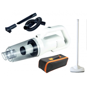 Aspirator auto sau de uz casnic, 2 în 1, cu putere mare de aspirație, durată lungă de viață, portabil, fără fir, cu accesorii, filtre multiple și geantă de depozitare, 120W, 12000 Pa, acumulator 6000 mAh, alb