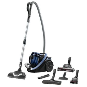 Aspirator fara sac Rowenta Silence Force Cyclonic 5* RO7690EA  550W  motor EffiTech  perie EasyBrush  tehnologie mono-ciclonica  albastru