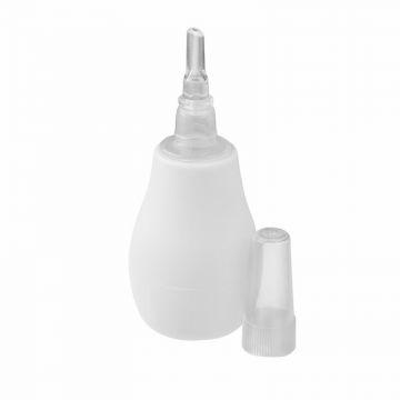 Aspirator nazal manual, BabyOno, Cu varf Din silicon, 0 luni+, Alb
