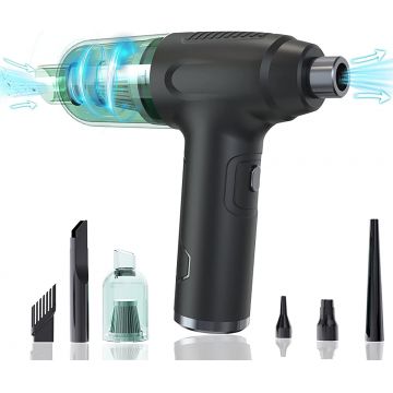 Suflanta Aer si Aspirator, Portabil, pentru Indepartare Praf PC, Aer conditionat, 6 Duze, 2 viteze, 50000 RPM, baterie 6000 mAh, negru