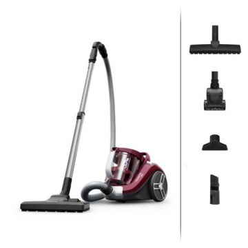 Aspirator fara sac Compact Power XXL RO4B63EA  900 W  recipient pentru praf 2.5 L  3 niveluri de filtrare  visiniu