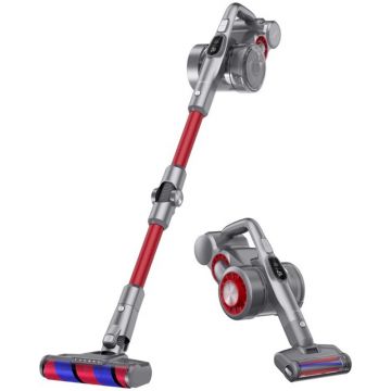 Aspirator Jimmy vertical fara fir H9 Flex, motor digital fara perii de 550W, baterie detasabila, tub metalic flexibil, Rosu, 0.6L