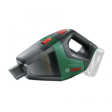 Aspirator pe acumulator Bosch UniversalVac 06033B9102, 18 V, 8 kPa, 28 l/s flux maxim, 0.5 l volum brut rezervor, duza perie/rosturi/podea, 2 tuburi prelungitoare, unitate filtrare, suport accesorii, fara acumulator/incarcator (Verde/Negru)