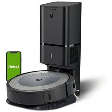 iRobot Aspirator robot iRobot Roomba i5658, evacuare automata a recipientului de praf, 0.4 l recipient, 1.7 l sac, control vocal, control din aplicatie, Negru