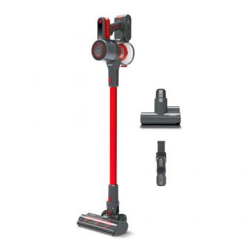 Aspirator vertical 2 in 1 Polti PBEU0121 Forzaspira D-Power SR550, Multi-ciclonic, Rezervor 0.6 L, Acumulator 29.6 V, 3 programe, Filtru EPA, 4 stagii de filtrare (Rosu/Gri)