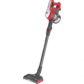 Aspirator vertical Hoover HF122RH 011, 170W, tehnologie ciclonica, 22 V, baterie Li-Ion, timp de rulare pana la 40 min, filtru, functie turbo, cos 0.9 l (Rosu/Gri)